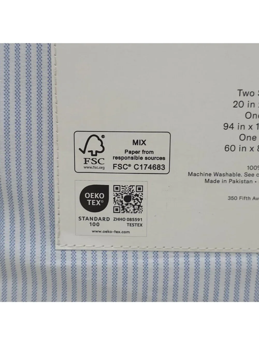 Tommy Hilfiger Decorative Border Queen Sheet Set 100% Cotton Percale Blue